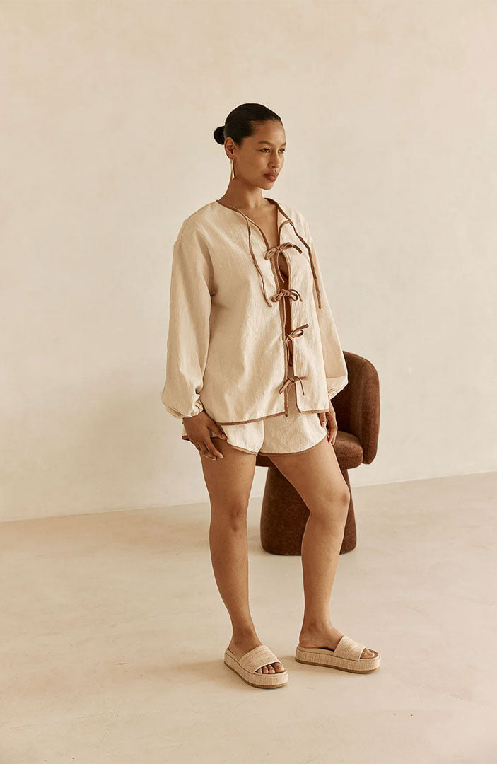 Mila Beige Co-ord Set | Cotton Linen Blend