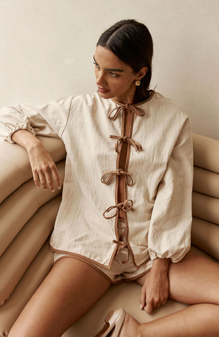 Mila Beige Co-ord Set | Cotton Linen Blend