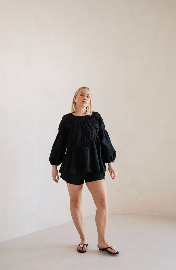 Lara Black Co-ord Set | Cotton Linen Blend