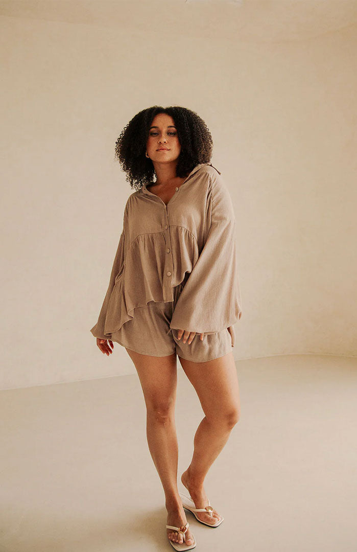 Lola Khakhi Co-ord Set | Cotton Linen Blend