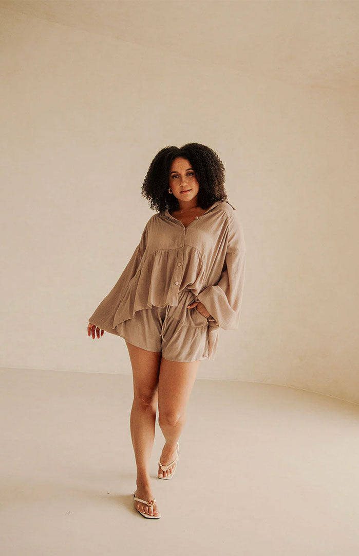 Lola Khakhi Co-ord Set | Cotton Linen Blend