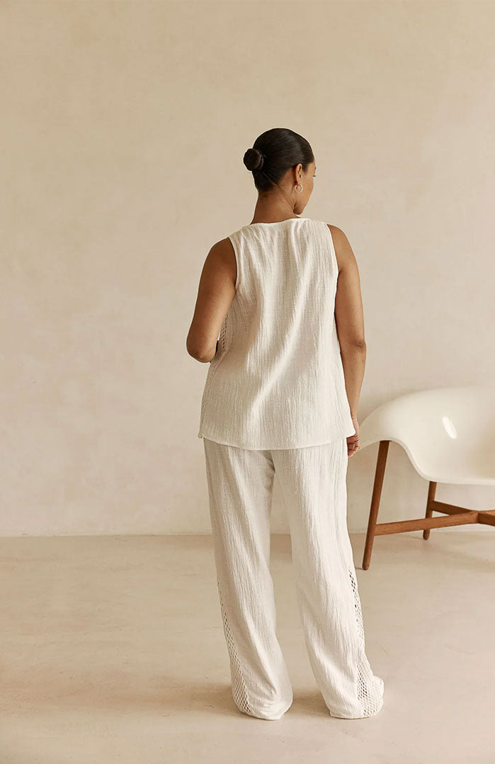 Luna White Co-ord Set | Cotton Linen Blend