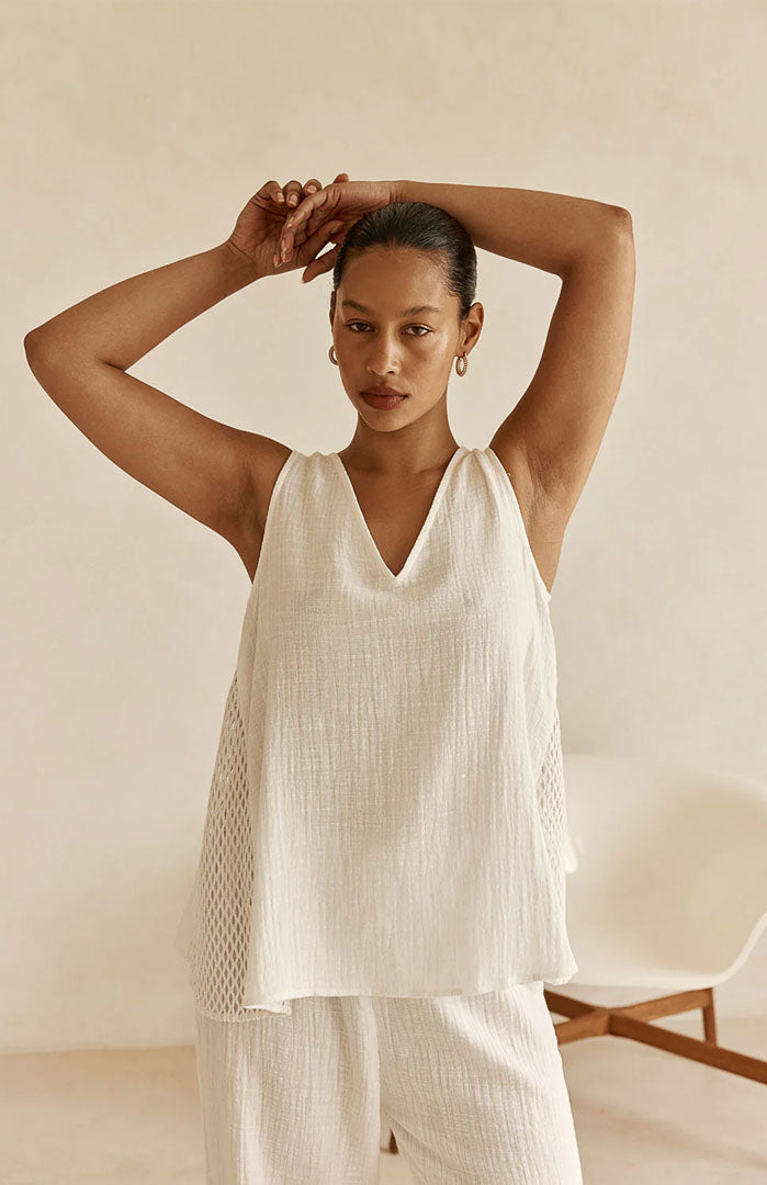 Luna White Co-ord Set | Cotton Linen Blend