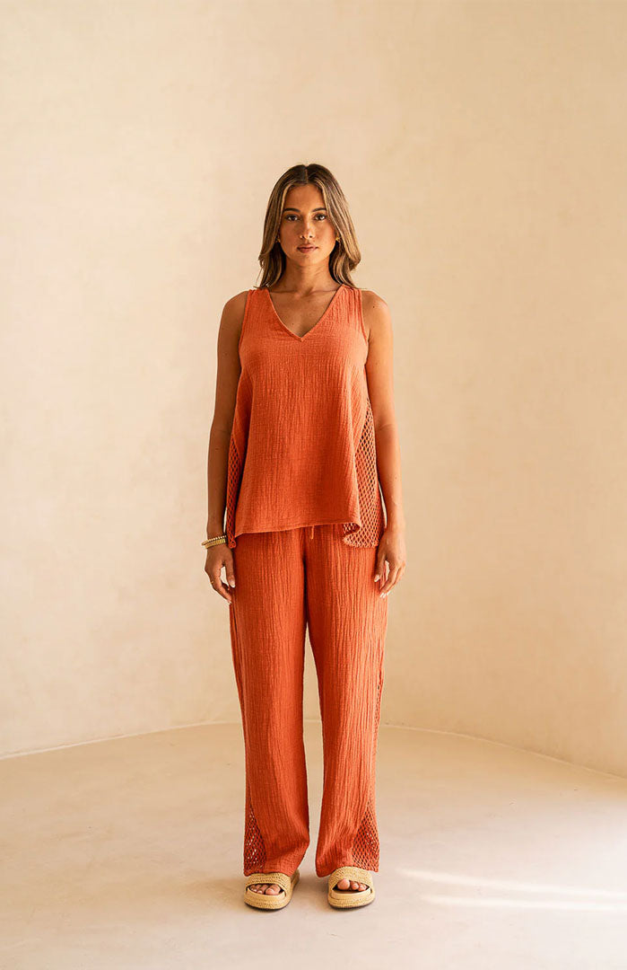 Luna Tangerine Co-ord Set | Cotton Linen Blend