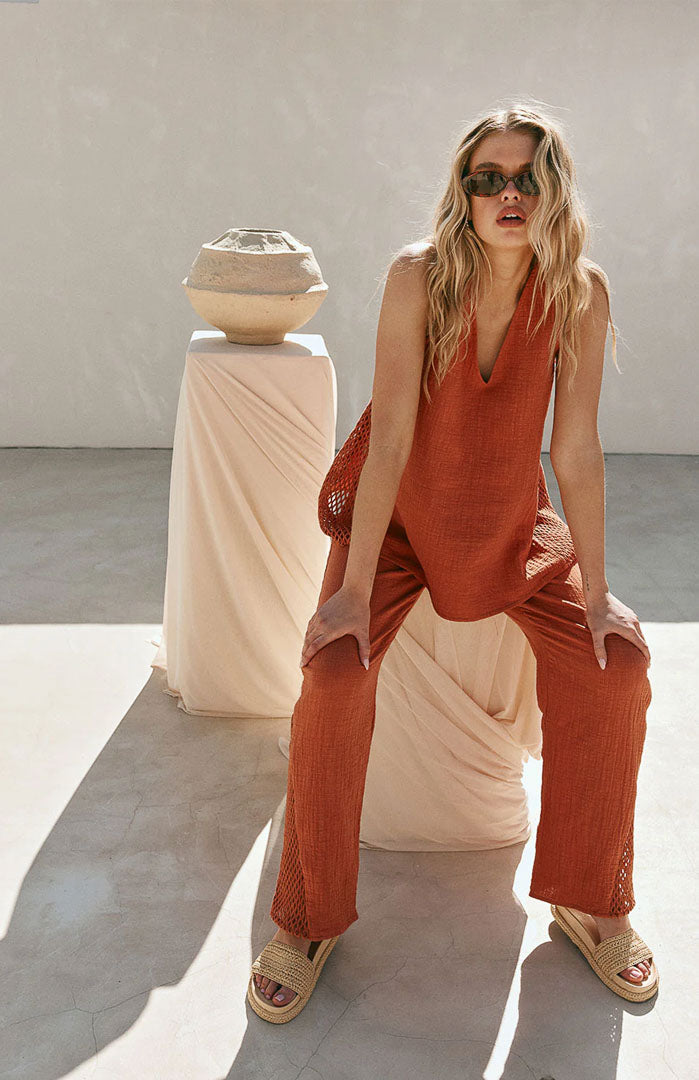 Luna Tangerine Co-ord Set | Cotton Linen Blend