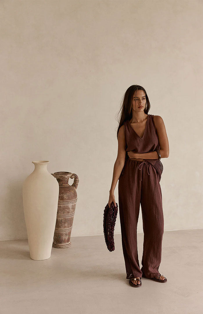 Luna Cocoa Co-ord Set | Cotton Linen Blend