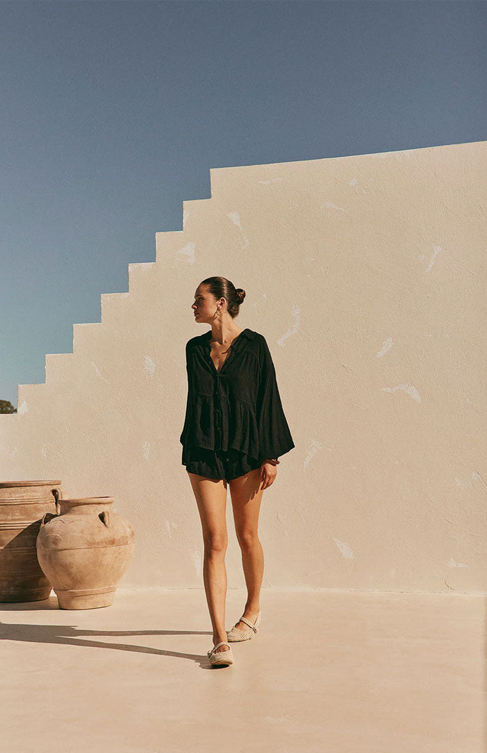 Lola Black Co-ord Set | Cotton Linen Blend