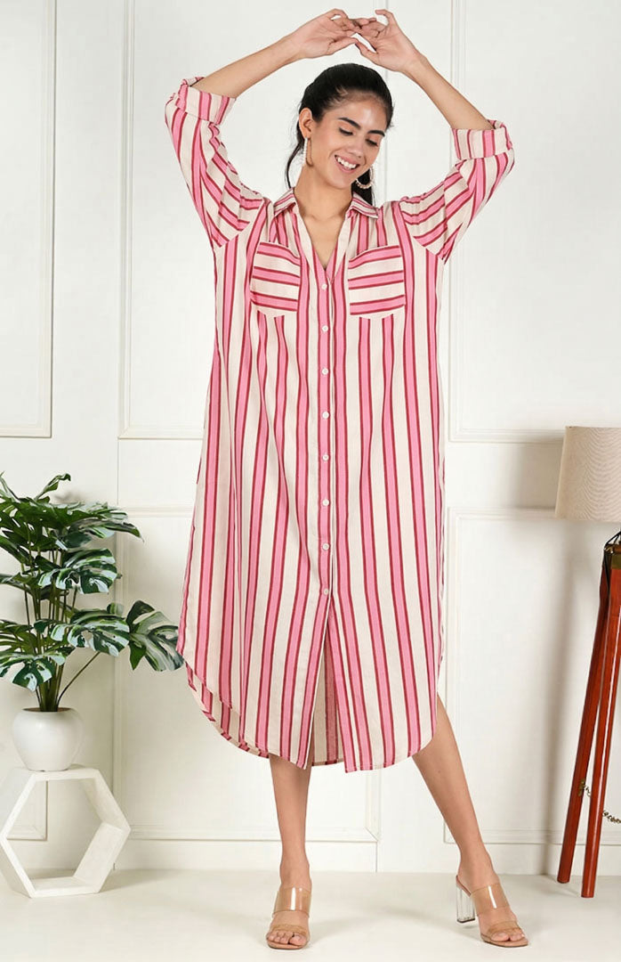 Candy Stripe Long Shirt | Shirt Dress