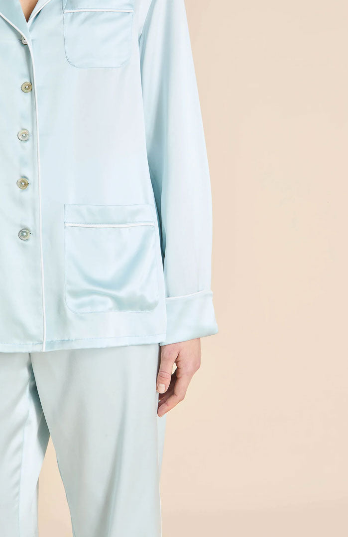 Aqua Celeste | Baby Blue Satin Loungewear Co-ord Set