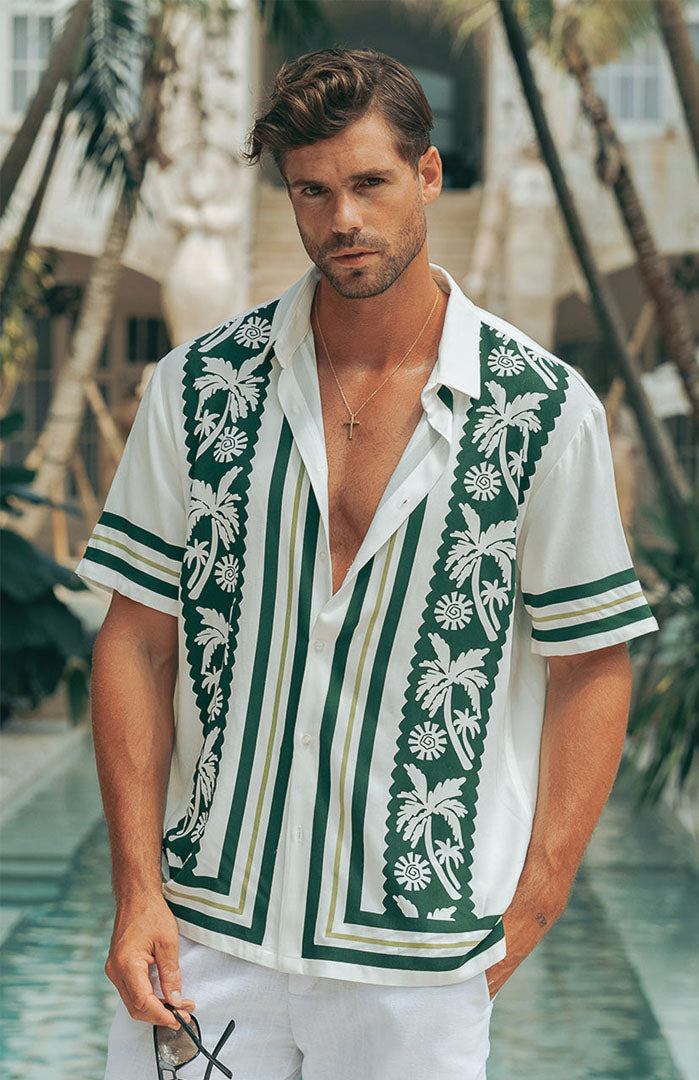 Riviera Green Palm Leaf Shirt | Men’s Printed Shirt