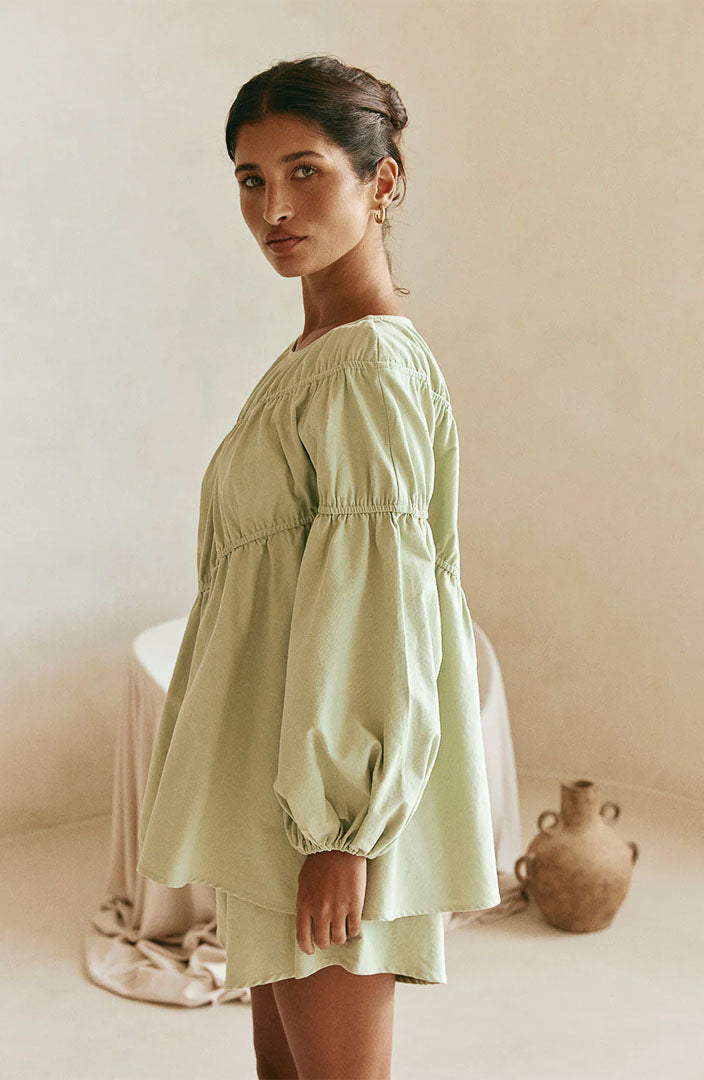 Lara Sage Green Co-ord Set | Cotton Linen Blend