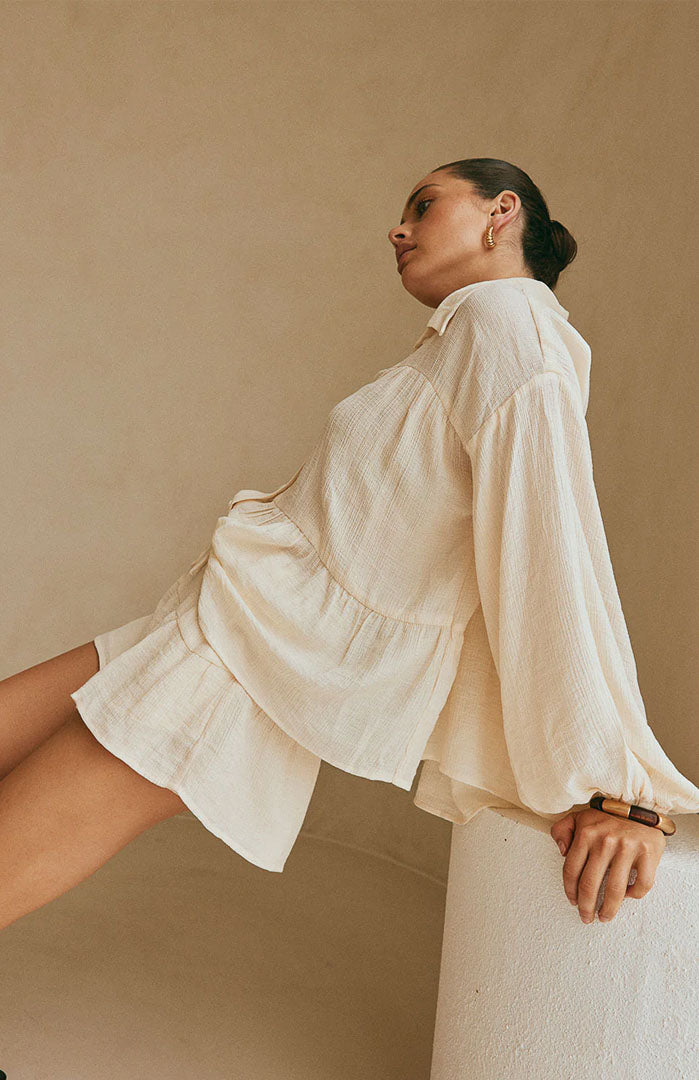 Lola Beige Co-ord Set | Cotton Linen Blend