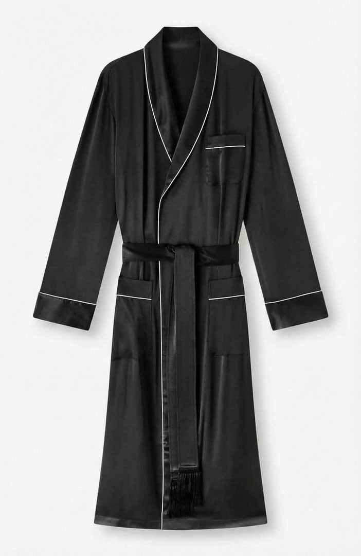 Black Harmony | Black Satin Robe and Pyjama