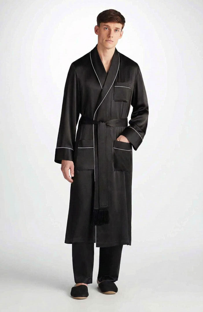 Black Harmony | Black Satin Robe and Pyjama