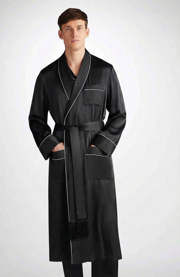 Black Harmony | Black Satin Robe and Pyjama