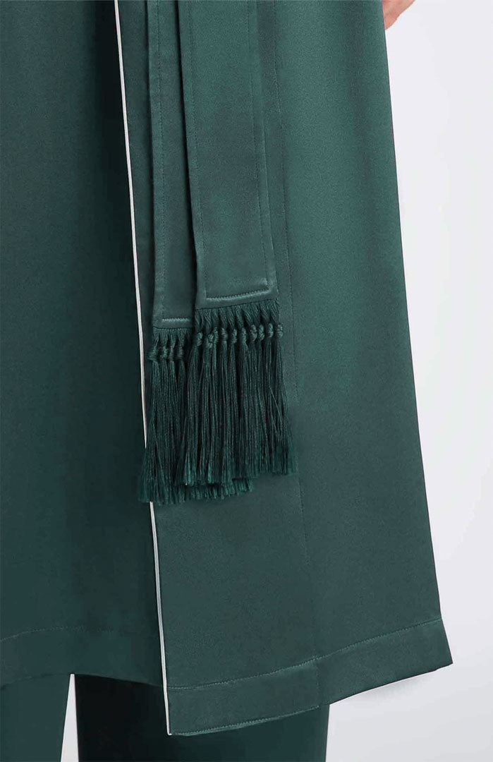 Green Harmony | Red Satin Robe and Pyjama