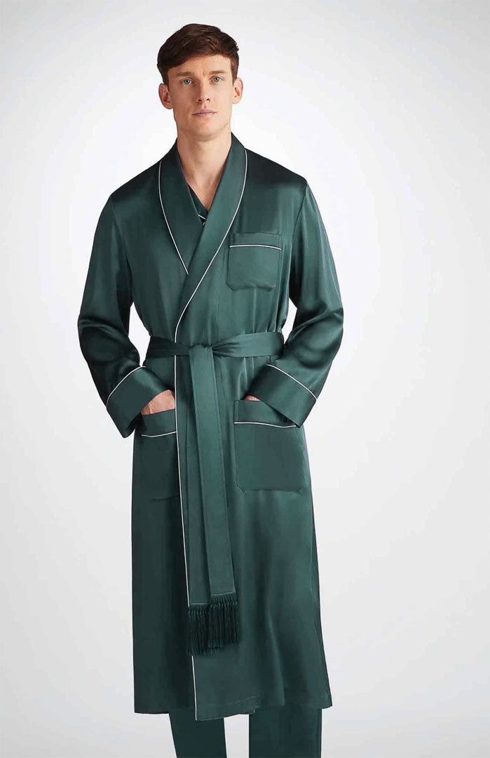Green Harmony | Red Satin Robe and Pyjama