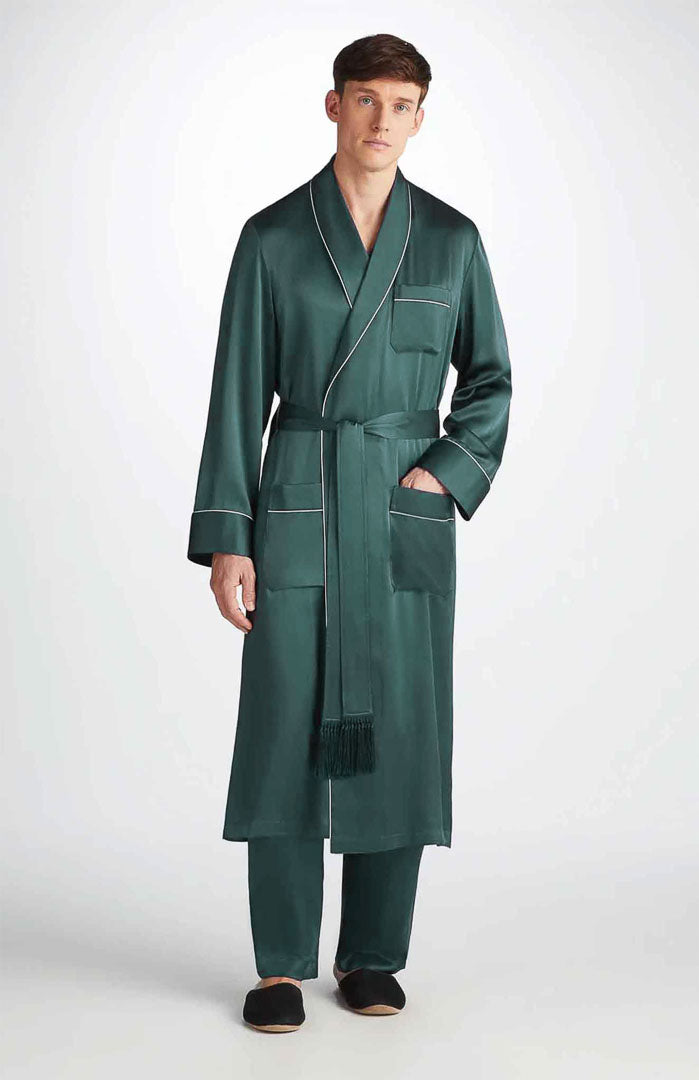 Green Harmony | Red Satin Robe and Pyjama
