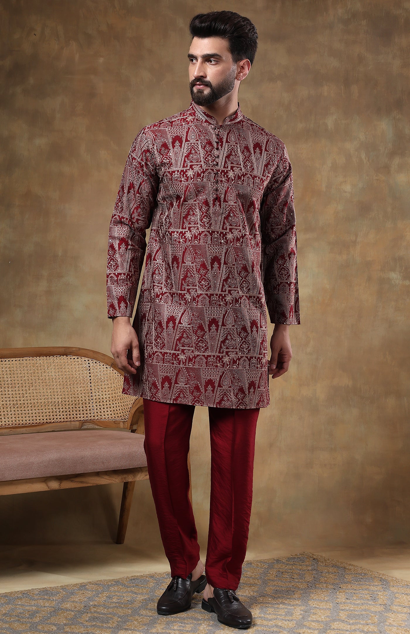 Lal Gulzar | Raw Chanderi Silk Kurta