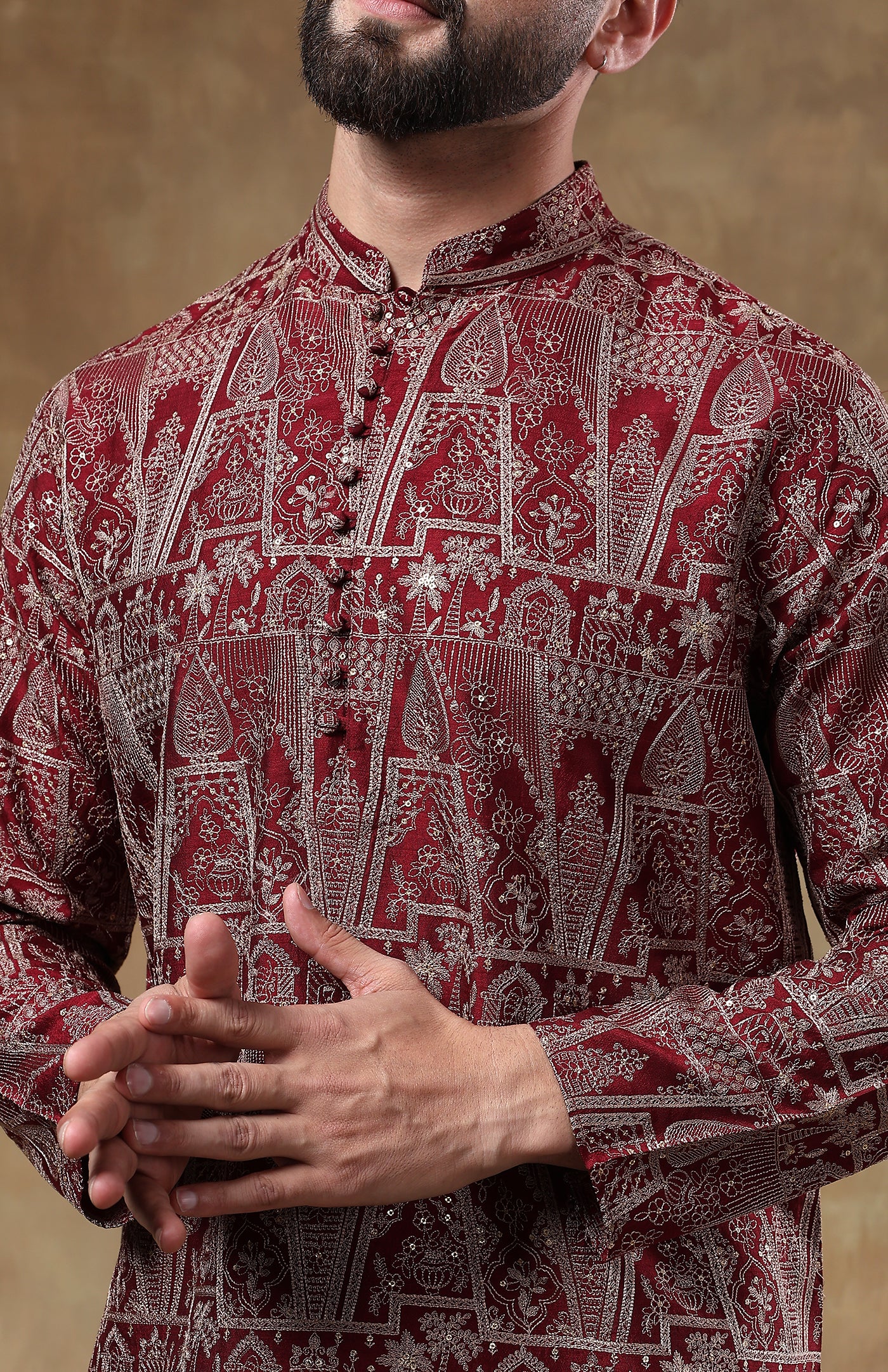 Lal Gulzar | Raw Chanderi Silk Kurta