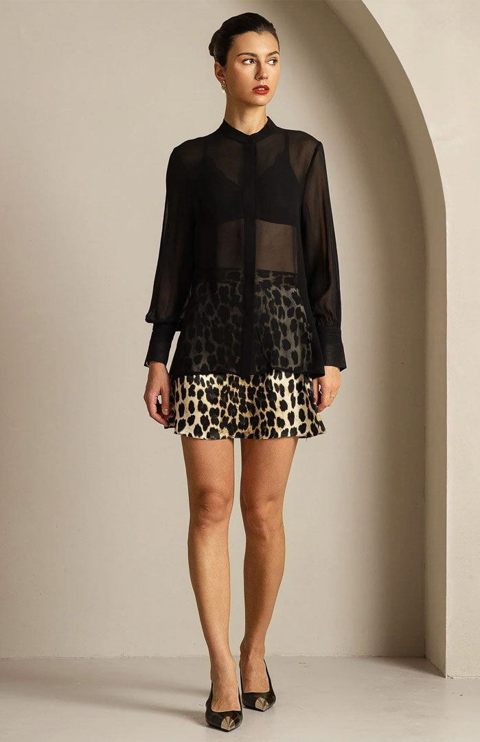 Noir Mystique | Black Sheer Button-Down Shirt