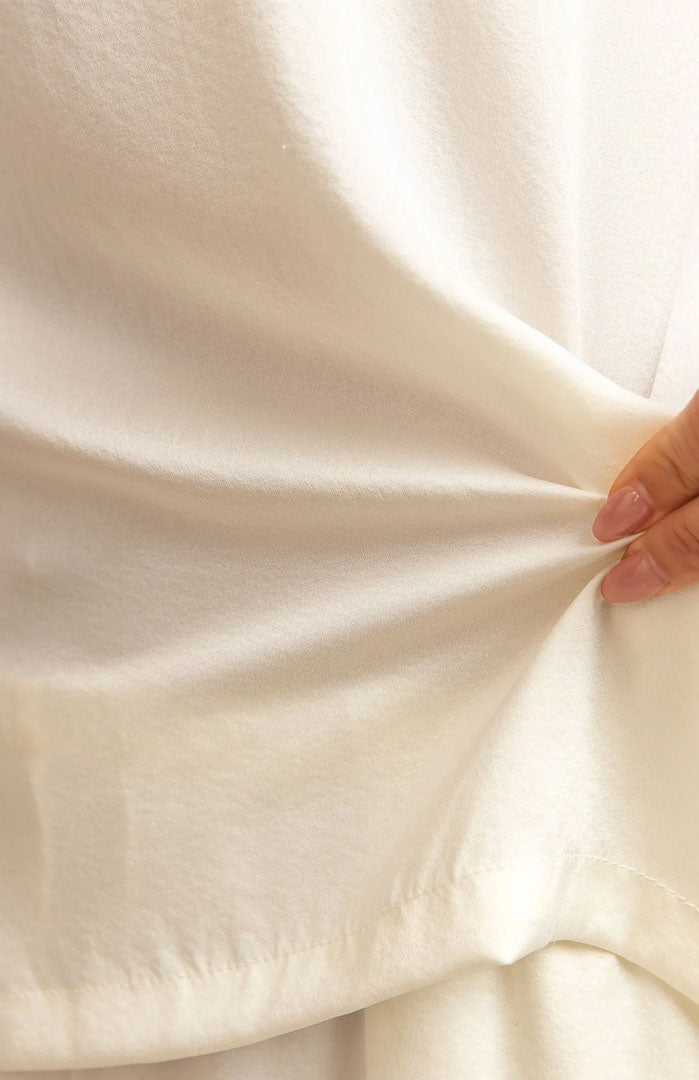 White Serenity | White Satin Tee & Shorts Set