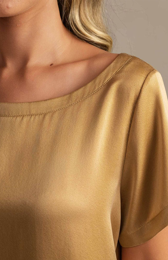 Golden Hour | Gold Satin Tee & Shorts Set
