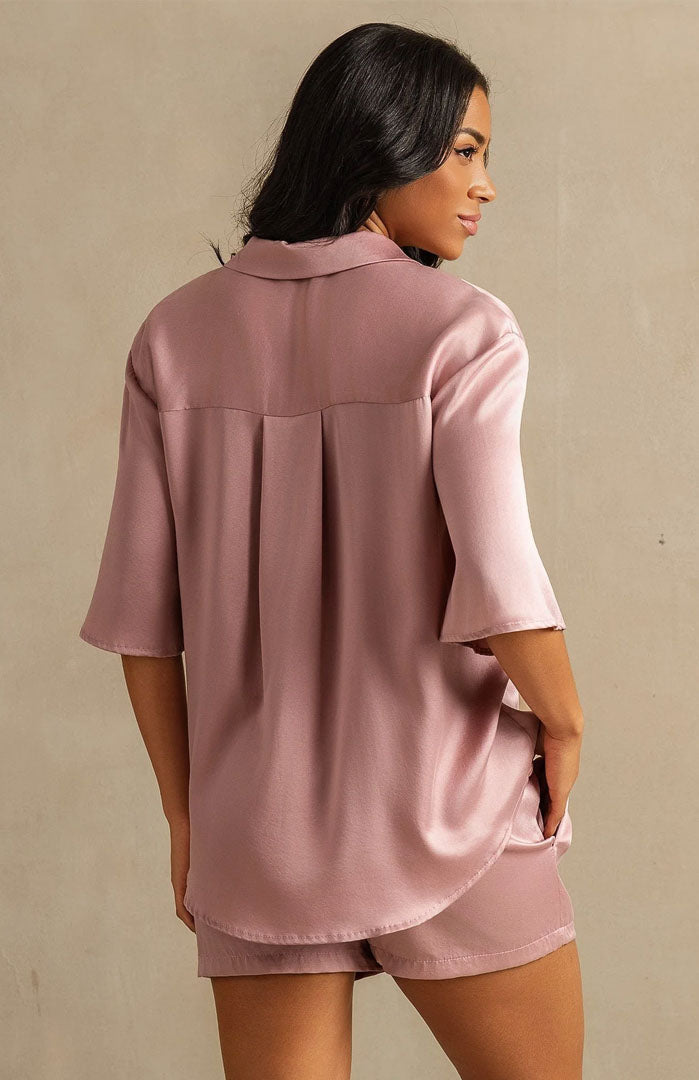 The Blush Pink | Satin Shirt & Shorts Set