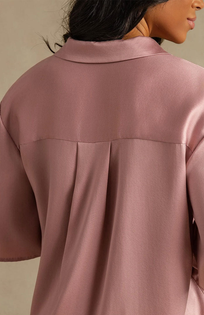 The Blush Pink | Satin Shirt & Shorts Set