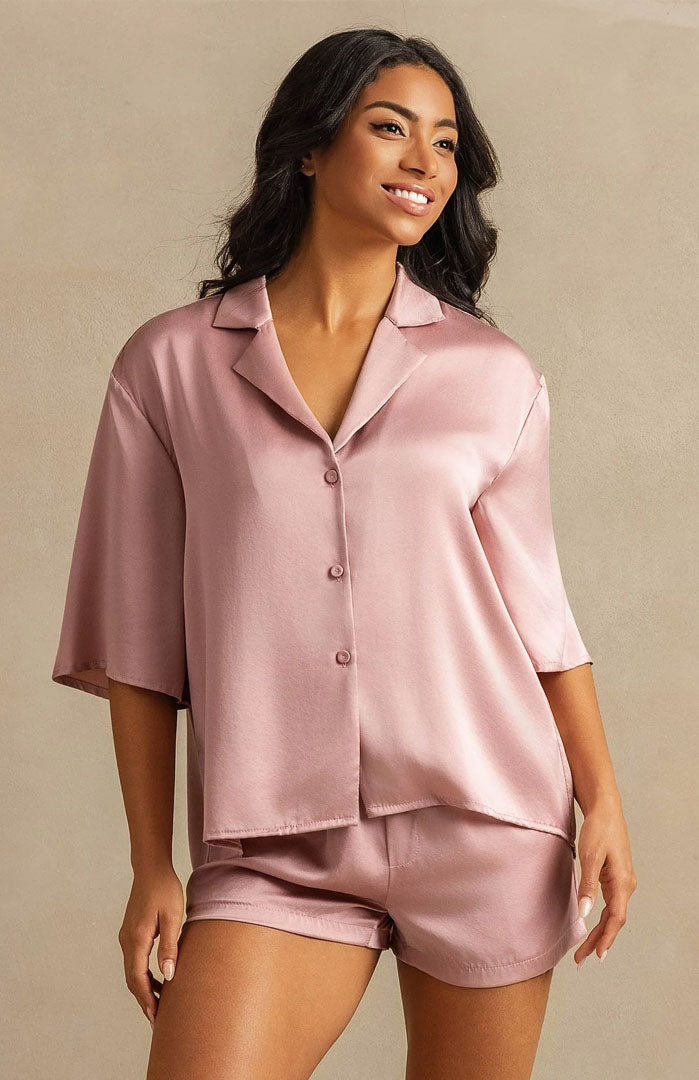 The Blush Pink | Satin Shirt & Shorts Set