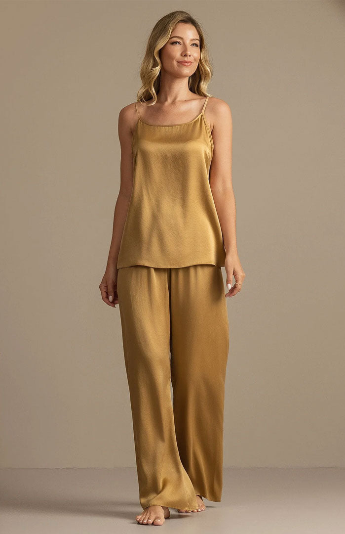 Liquid Gold |Gold Cami Satin Loungewear