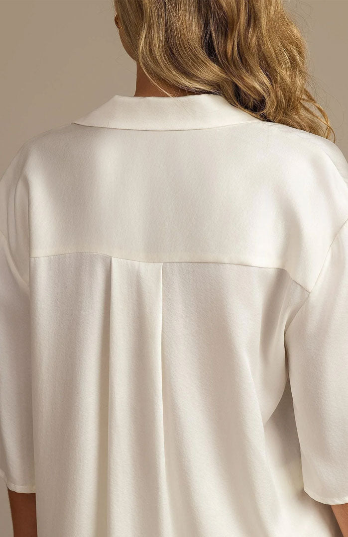 The Pearl White | Satin Shirt & Shorts Set