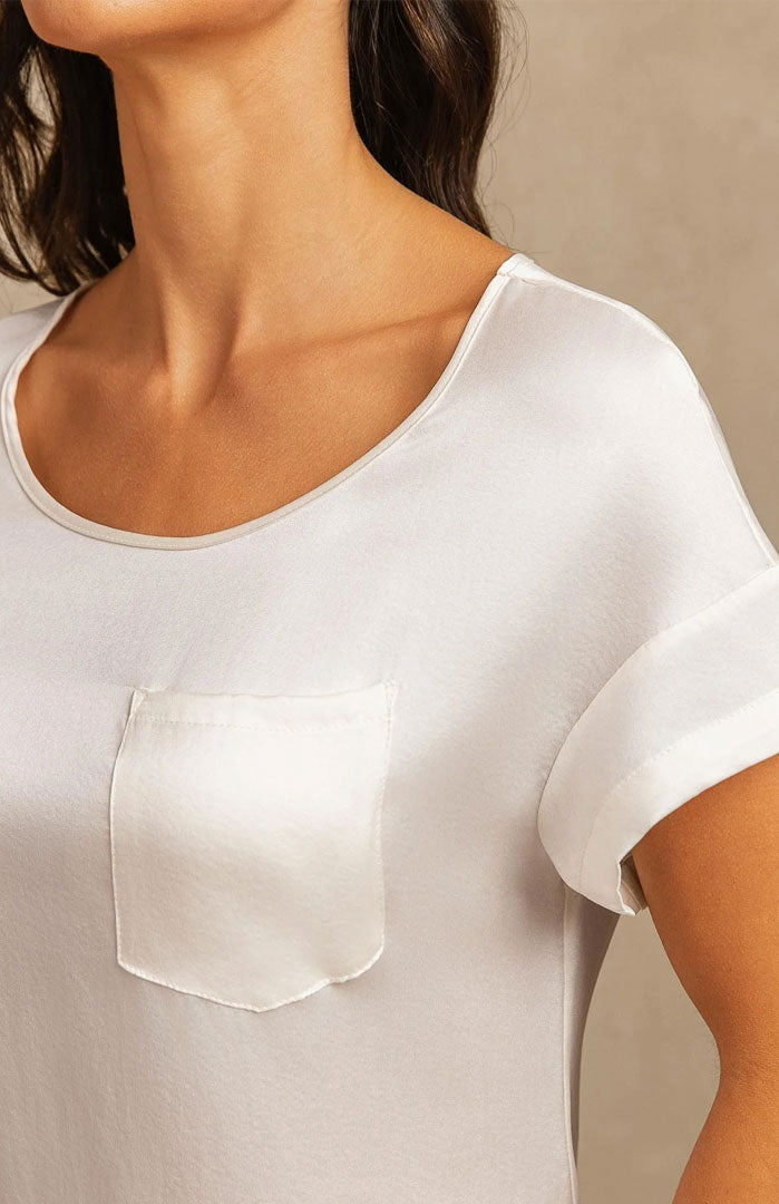 The White Orchid Lounge Dress – Luxury Satin Sleepwear