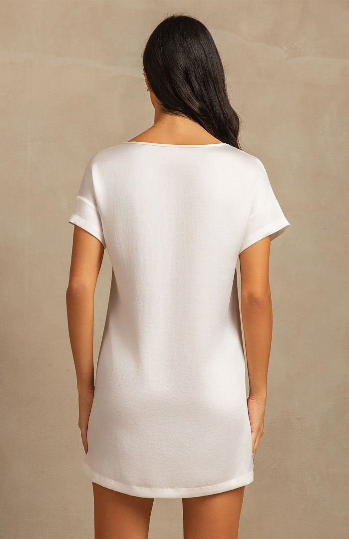 The White Orchid Lounge Dress – Luxury Satin Sleepwear