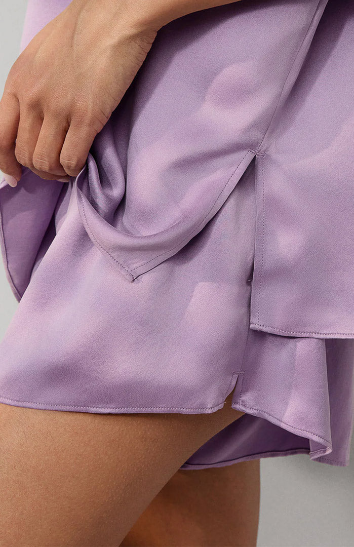 Velour Lavender | Lavender Satin T-Shirt & Shorts Set