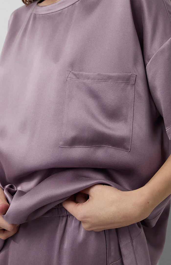 Dream Dusk | Mauve Armani Satin Loungewear Set