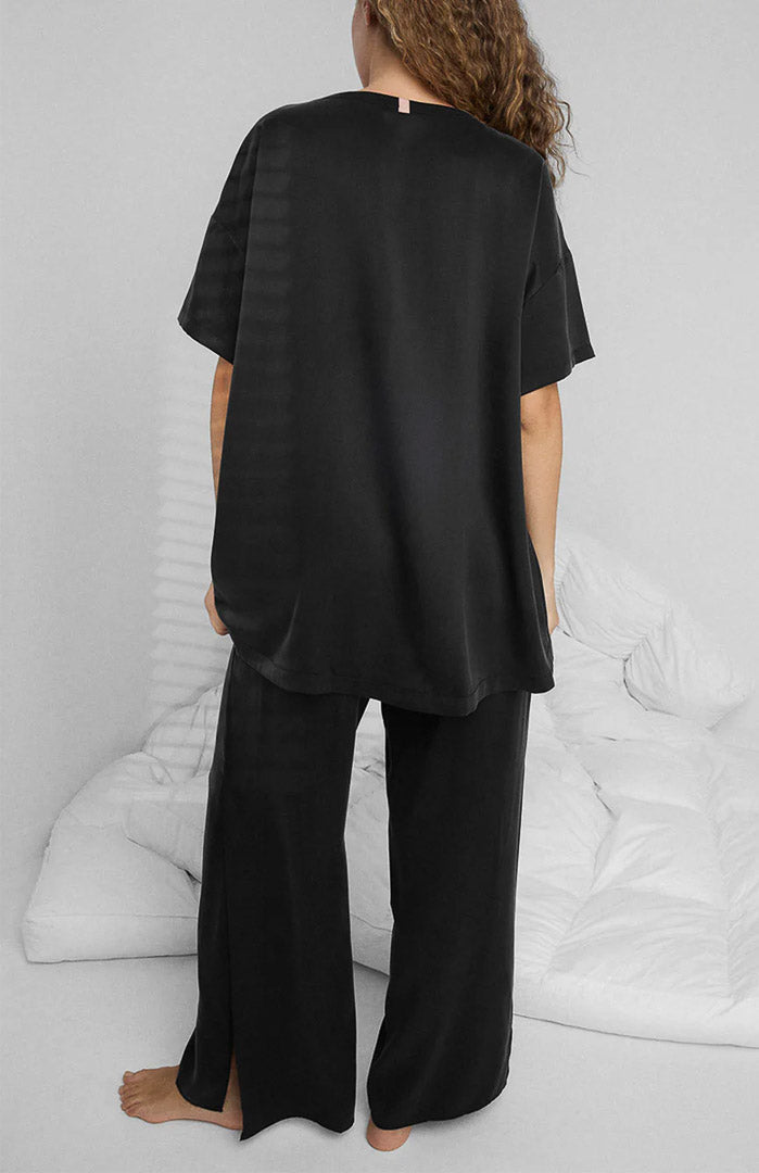 Late Night Lover | Black Armani Satin Loungewear Set