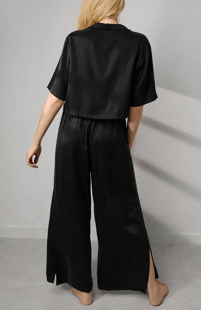 Noir Muse | Black Armani Satin Lounge Set