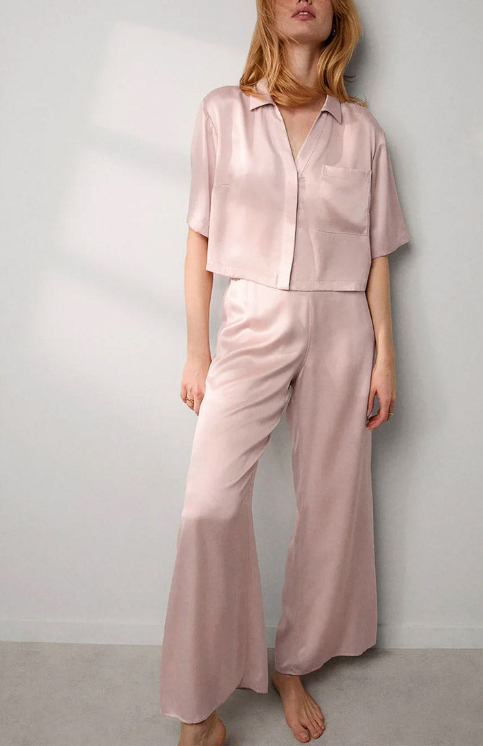 Rosé Reverie | Pink Armani Satin Lounge Set