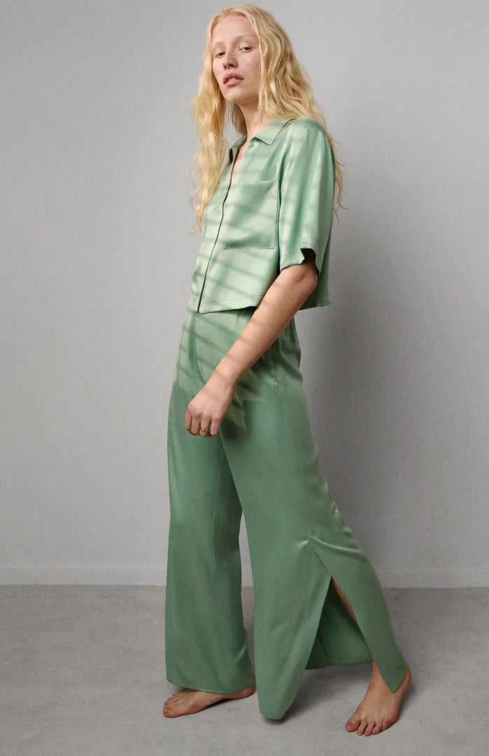 Matcha Mirage | Pistachio Green Armani Satin Lounge Set