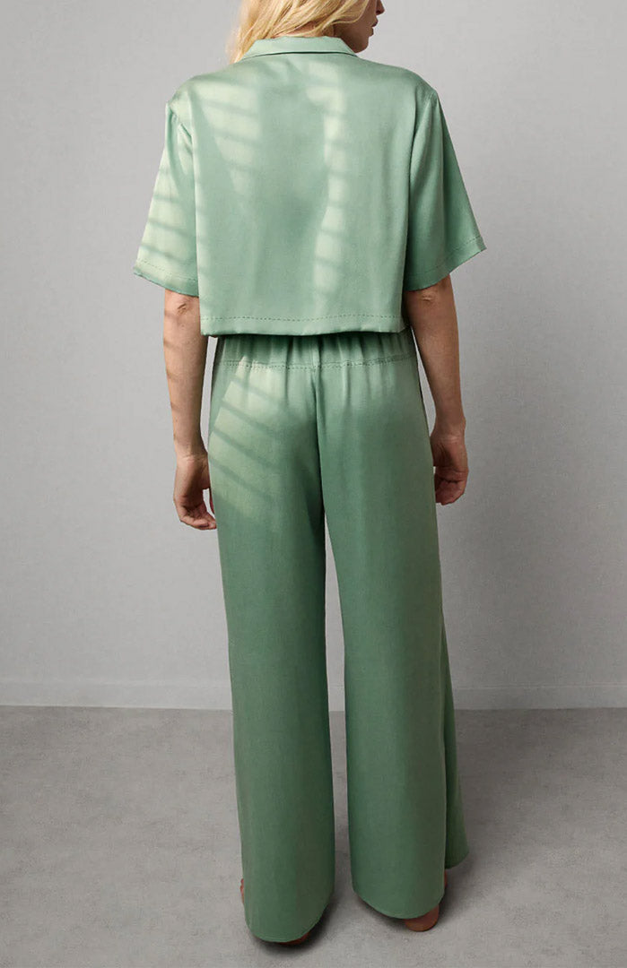 Matcha Mirage | Pistachio Green Armani Satin Lounge Set