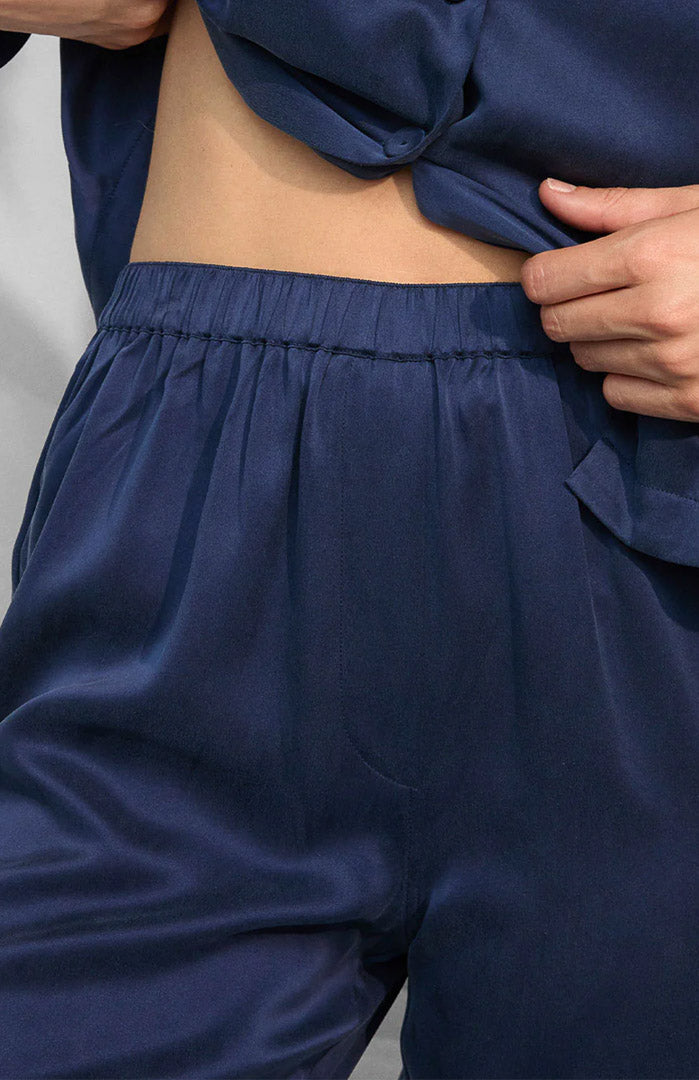 Midnight Muse | Navy Armani Satin Lounge Set