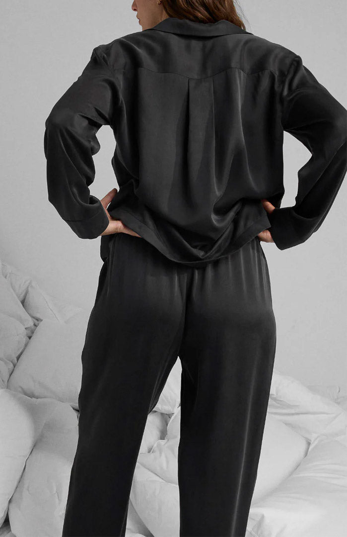 Late Night Lover | Black Armani Satin Lounge Set