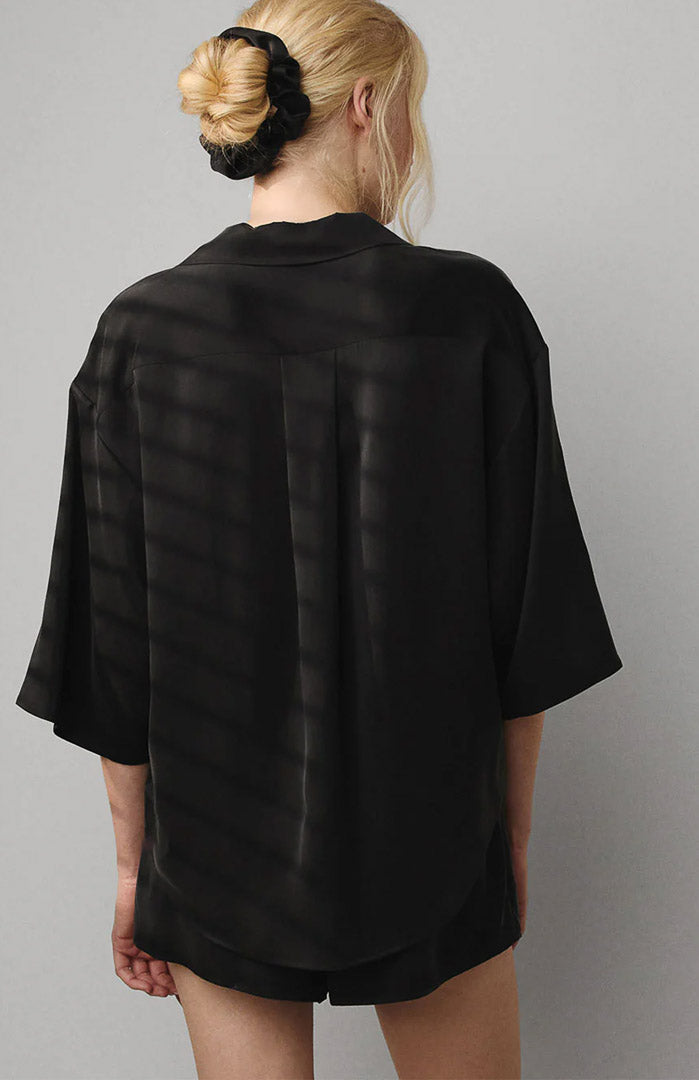 Kaali Kaarigari | Black Satin Shirt & Shorts Set