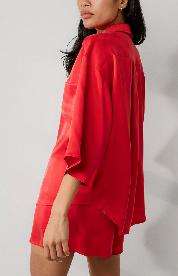 Gulaabi Heat | Red Satin Shirt & Shorts Set