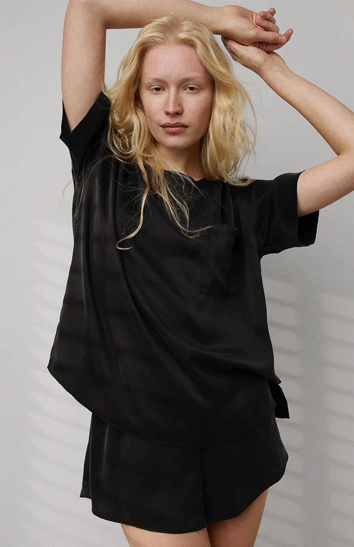 Midnight Ease | Satin T-Shirt & Shorts Set