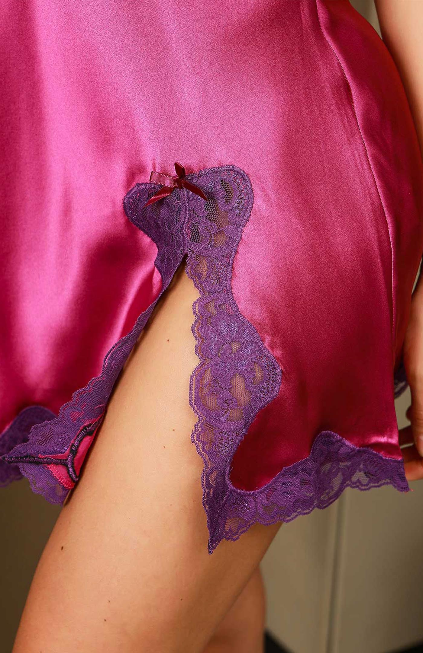 Lavender Whisper | Pink-Purple Satin Babydoll Dress