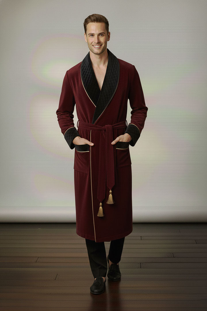 The Patriarch | Quilted Velvet Robe for Men