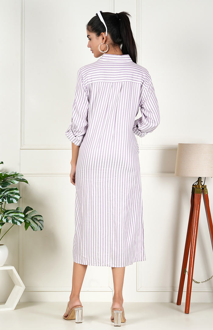 Lavendar Stripe Long Shirt | Shirt Dress