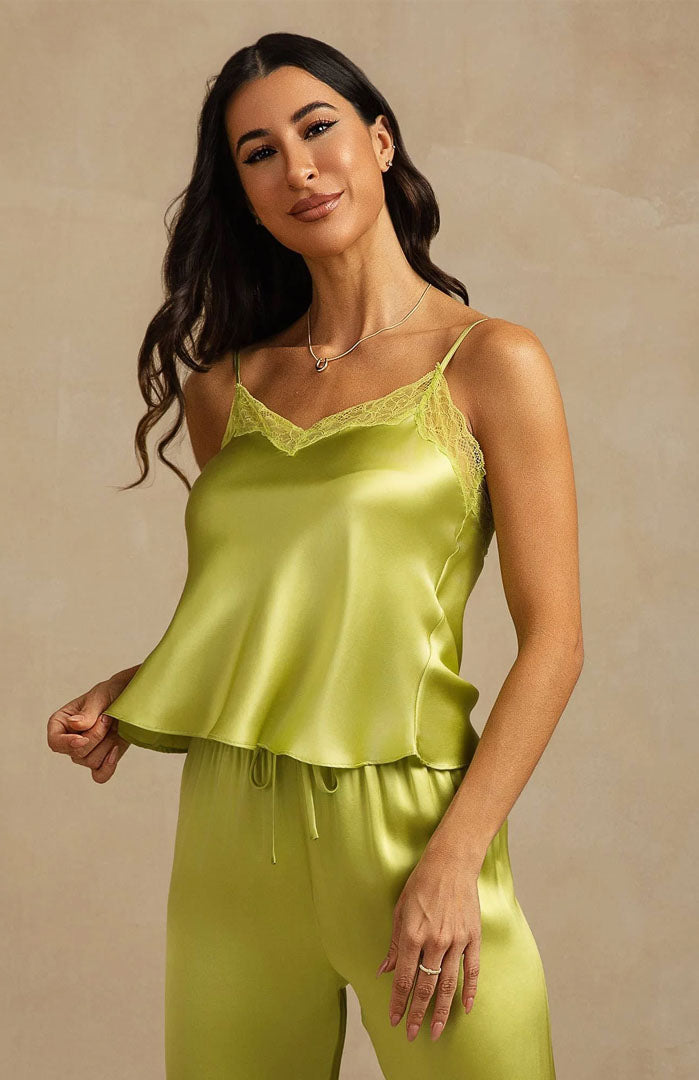 The Naughty Grinch | Chartreuse Lace Satin Set